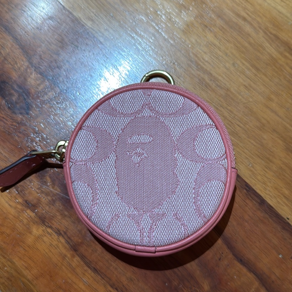 Bape X Coach Pink and Cream Round Coin Purse